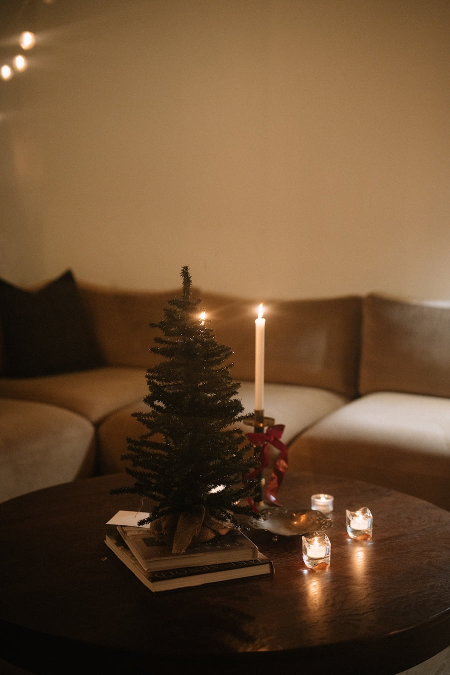 a table set for Christmas dinner